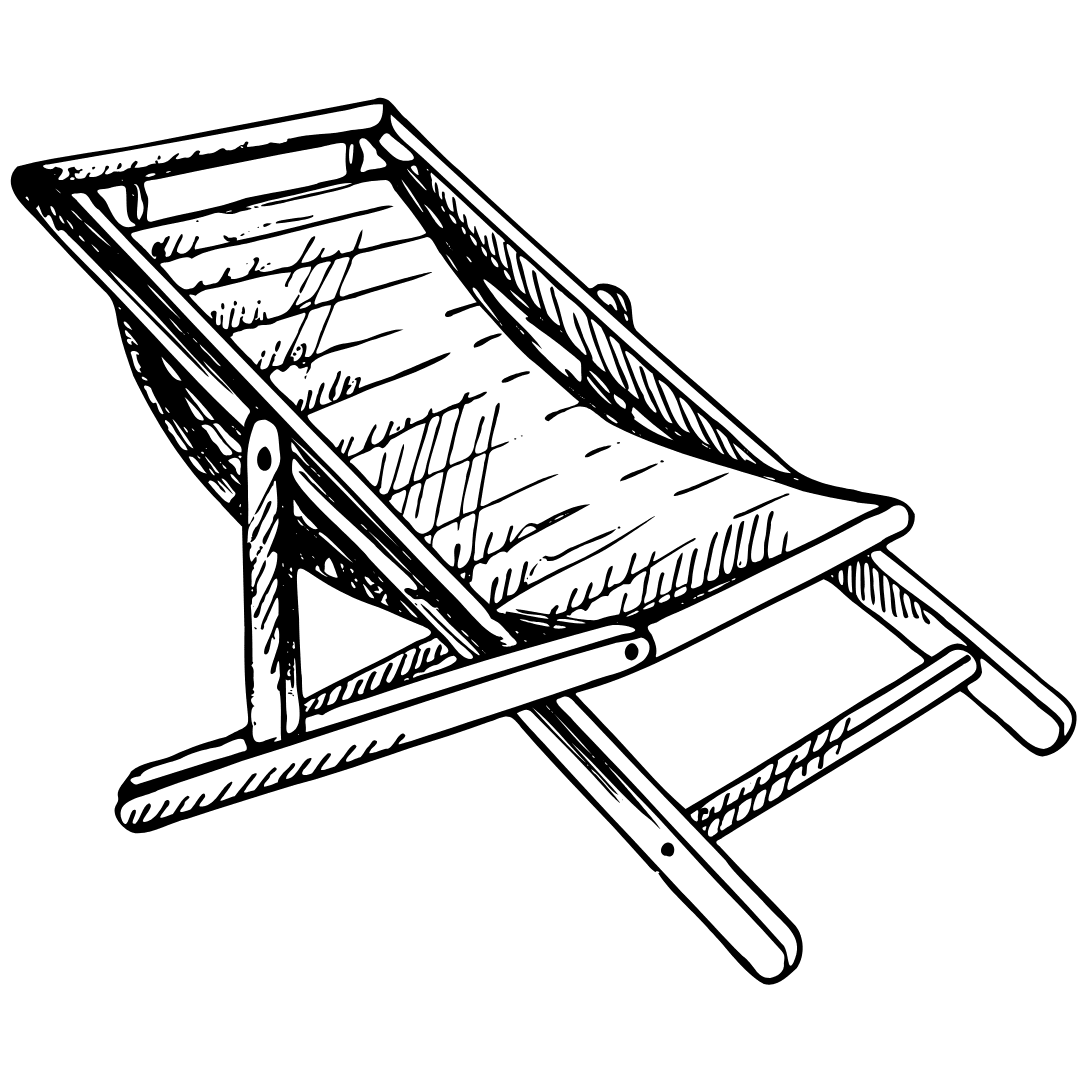 Sketch of a beach sunbed at Banana Baya Zakynthos