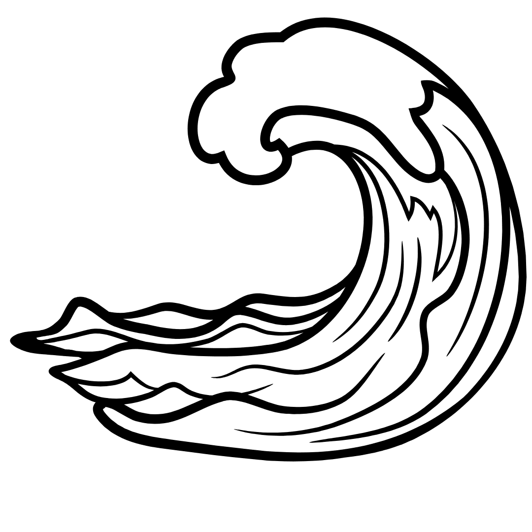 Line art wave icon representing the sea at Banana Baya Beach Bar